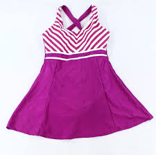 Details About Danify New Pink Womens Size Xl Striped Scoop Neck Swimdress Swimwear 62 821