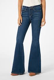 High Waisted Super Flare Jeans In Moody Blue Get Great