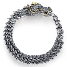 men silver vine dragon bracelet