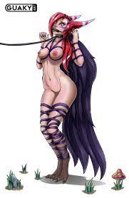 guaky, xayah, league of legends, absurdres, highres, tagme, bdsm, bondage,  bound, breasts, collar, leash, leash pull, medium breasts, nude, rope,  shibari, slave - Image View - | Gelbooru - Free Anime and Hentai Gallery