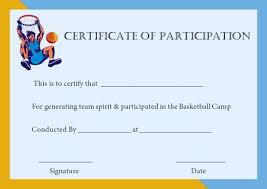 Basketball Participation Certificate 10 Free Downloadable