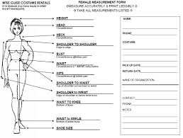 Costume Measurement Sheet Template Magdalene Project Org