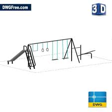 3d playgrounds equipment dwg drawing