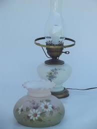 Fl Glass Lamp W Chimney Shade