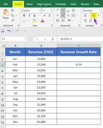 calculate revenue growth rate in excel