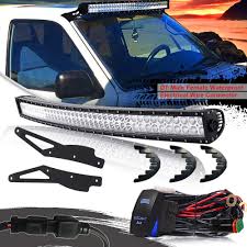 Turbosii 42 Inch 240w Offroad Lighting Curved Led Work Light Bar W Wiring Harness Kit Rocker Switch 2pcs Upper Roof Windshield Mounting Brackets For 2005 2015 Toyota Tacoma 4wd 2wd Turbo Sii Off