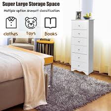 Tall narrow dressers are a right solution. Gymax 6 Drawer Chest Dresser Clothes Storage Bedroom Tall Furniture Cabinet White Walmart Com Walmart Com