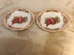 Cracker barrel christmas themed soup tureen features a plaid design with a cardinal winter theme with holly and berries and pine cones no chips or. Christmas Susan Winget Cracker Barrel Woodland Cardinal Dinner Plates Set Of 4 For Sale Online Ebay
