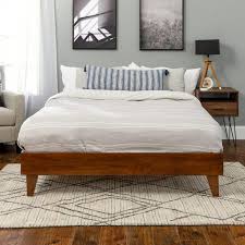 Solid Wood Walnut Queen Platform Bed