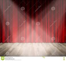 Background Lighting On Stage Red Curtain And Wooden Floor