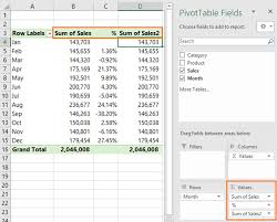 In cell b3, divide the second year's sales ($598,634.00) by the first year ($485,000.00), and then subtract 1. Excel Pivottable Percentage Change My Online Training Hub