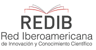 Logotipo da REDIB com link externo para exibir a página da Revista no indexador