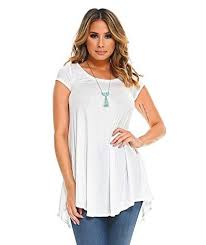 Isaac Liev Womens Short Sleeve Flowy Tunic Ivory X Large
