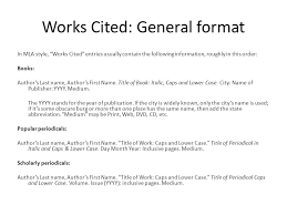 MLA format Research   Carlisle Christian Academy SlideShare Fig     The top of the first page of a works cited list