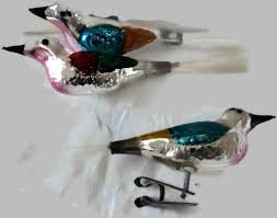 Mercury Glass Bird Ornament Metal Clip