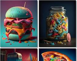 Image of Pop art food themed kitchen wall art