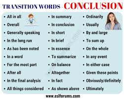 conclusion transition words useful