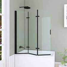 Hypertaire Sd12 51 20 51 W X 59 H Folding Tub Door Bathtub Screen With Clear Glass Finish Black
