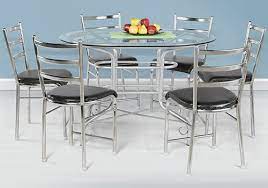 Glass Top 6 Seater Dining Table Set On