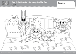 Baby or infant coloring book. Five Little Monsters Jumping In The Bed Coloring Pages Super Simple