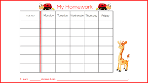 Free Weekly Homework Sticker Chart Primary Homework