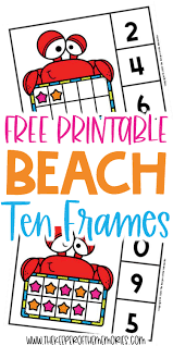 free printable beach ten frame clip
