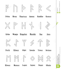 Rune Set Of Outline Letters Alphabet On White Background