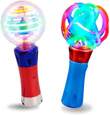 Amazon Com Spinning Light Up Toys Set Of 2 Spinner Wand Sensory Toys For Kids Magic Ball Spinning Light Wand And Spinning Led Orbiter Wand Gift Or Party Favor For