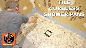 how to tile a curbless shower pan
