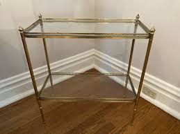 brass and glass plant stand side table