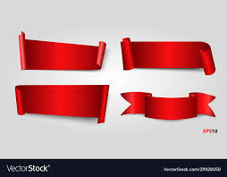 red banner badge ribbon realistic set
