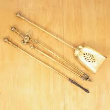 Fireplace Tool Set Antique Solid Brass