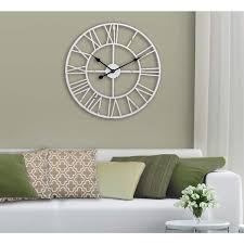 Oversized Roman Round Wall Clock White