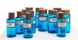 Vintage Blue Glass Apothecary Jars