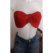 Red Crochet Top Strapless Top Tube Top Summer Summer Top Size Small