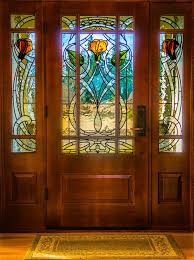 Art Nouveau Entry Stained Glass Door