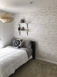 White Brick Wallpaper Bedroom