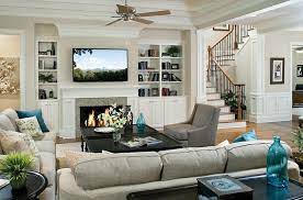 charming living room fireplace tv