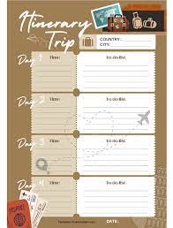 daily travel planner template free