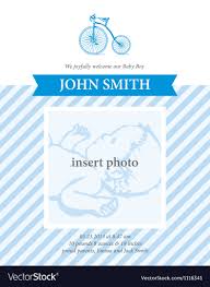 Baby Boy Announcement Card Template With Bicycle