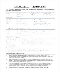 CV Template       Free Word  PDF Documents Download   Free     Example Academic CV    