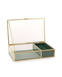 gold glass velvet jewellery box