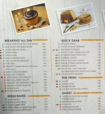 menu of the coffee bean tea leaf mg