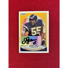 1990 action packed rookie update. 1990 Junior Seau Autographed Jsa Fleer Rookie Card Scarce Chargers