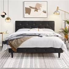Queen Size Faux Leather Platform Bed