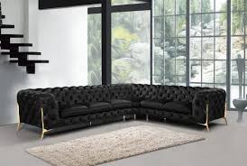 Modern Black Velvet Sectional Sofa