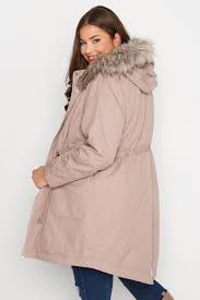 Pink Faux Fur Lined Hooded Parka Coat