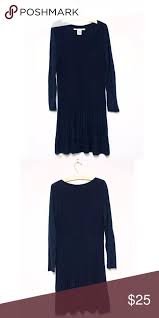 Max Studio Navy Blue Textured Knit Sweater Dress Max Studio
