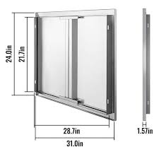 Vevor 31 In W X 24 In H Stainless Steel Bbq Access Door With Recessed Handle Outdoor Kitchen Doors For Outside Cabinet Stainless Look