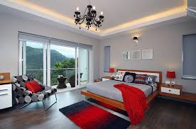 dashing bedrooms in red and gray